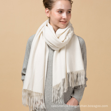 New design promotional custom digital milk white color printing pure 100% cashmere scarf